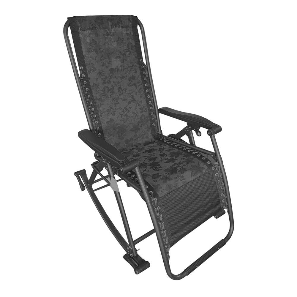 Heavy Duty Zero Gravity Rocking Recliner Chair - Black Flowered Pattern ...