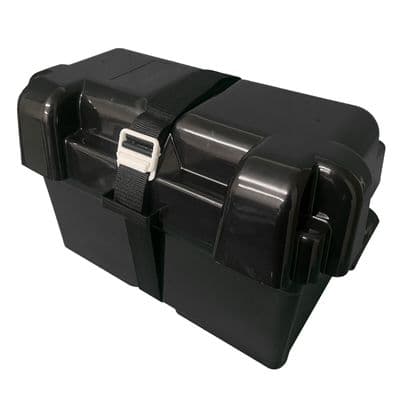 Leisure Battery Box Large with Strap & Divider 110amp Caravan Boat Campervan