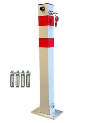 Lockable Folding Parking Barrier Security Bollard Post car park drive Reflectve