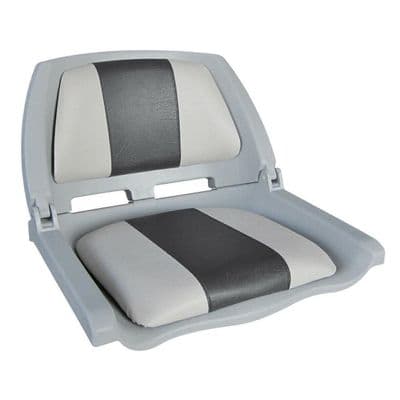 Folding Boat Seat Padded Marine Vinyl Grey & Charcoal Yacht Yishing Rib Speed