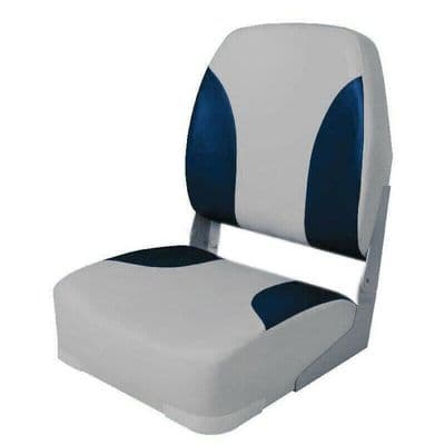 MARINE HIGH BACK BOAT SEAT - GREY / BLUE (75101GB) yacht fishing speed rib