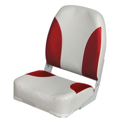 Folding Boat Seat High Back Grey & Red Marine Vinyl Yacht Fishing Speed Rib