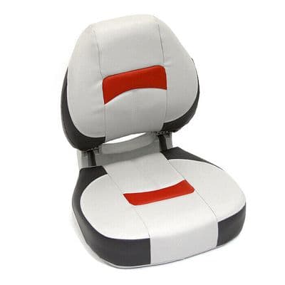 MARINE PRO FOLDING BOAT SEAT - GREY/CHARCOAL/RED (75195GCR) yacht fishing rib