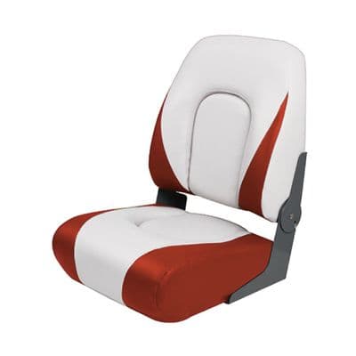 MARINE PRO HIGH BACK BOAT SEAT - WHITE/RED (75185WR) yacht fishing rib speed