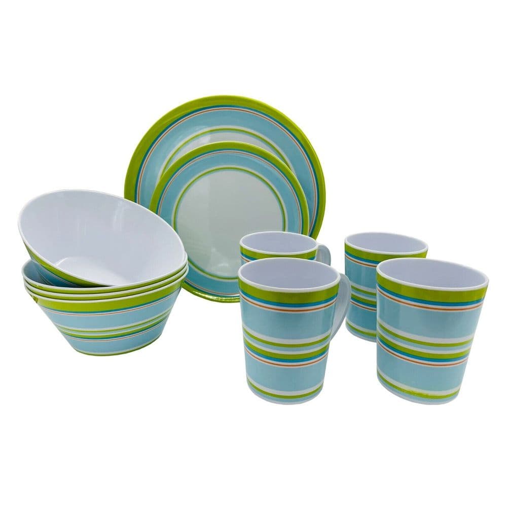 Melamine Dinner Set Camping Caravan Motorhome Boat 16pc Picnic Plates