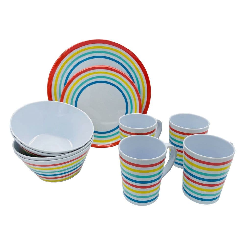 Melamine Dinner Set Caravan Camping Motorhome Boat 16pc Picnic Plates