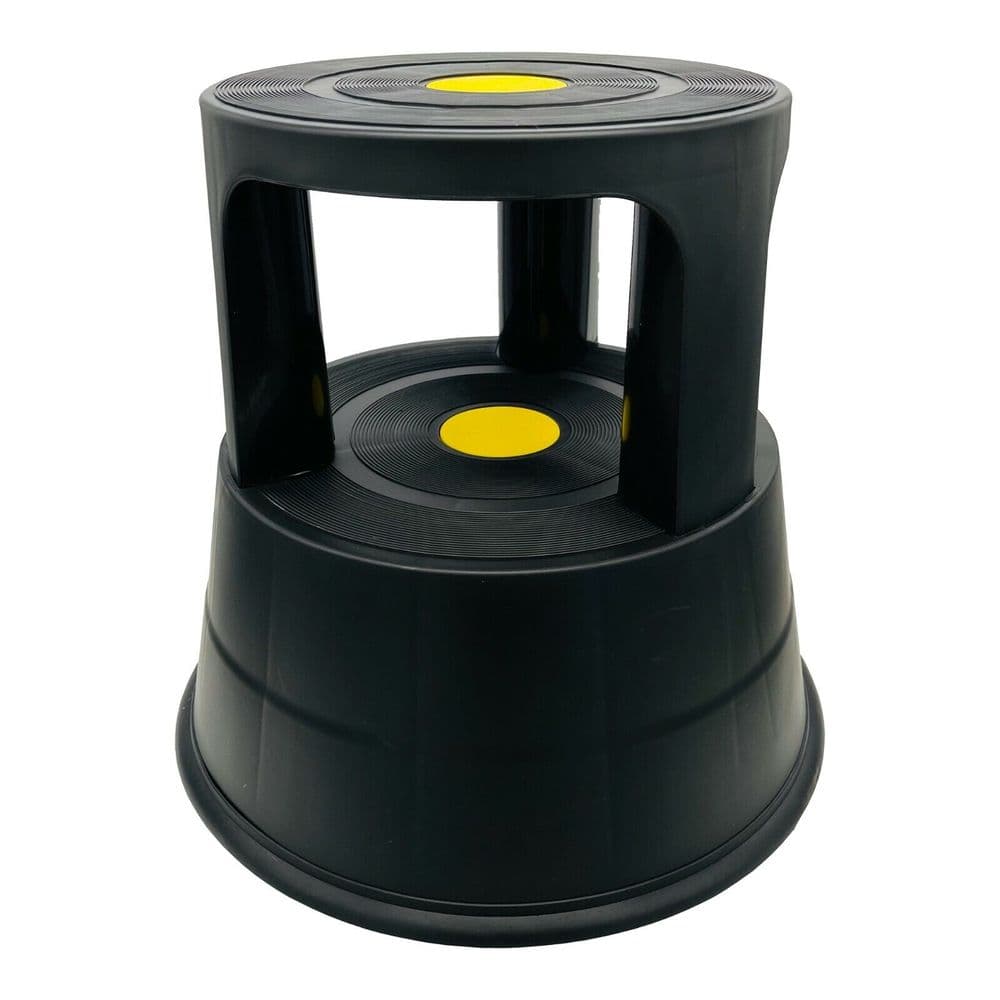 Mobile rolling safety kick step platform stool with spring wheels shop ...