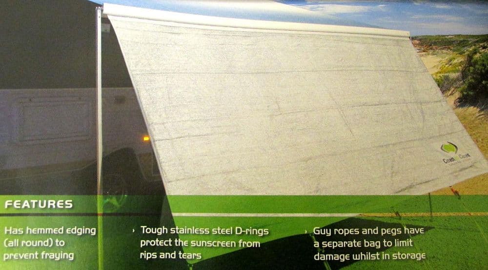 MOTORHOME AWNING BLOCKER FRONT PANEL 385cm SUNSCREEN with CARRY BAG