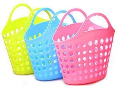 MULTI PURPOSE LARGE DELUXE FLEXIBLE STORAGE BASKET pegs caravan shower camping