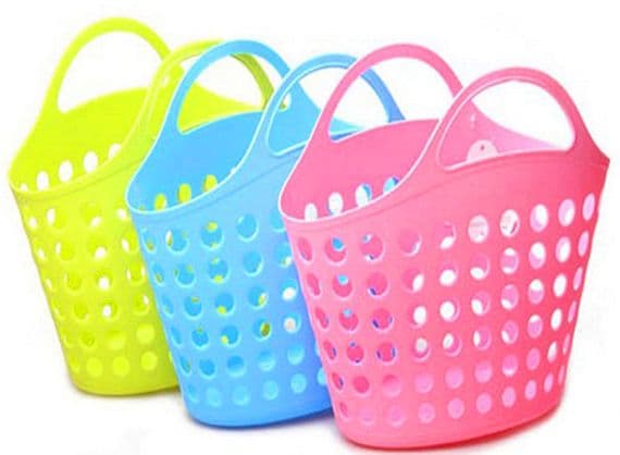 MULTI PURPOSE LARGE DELUXE FLEXIBLE STORAGE BASKET pegs caravan shower camping