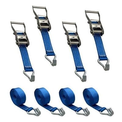 Pack Of 4 Stainless Steel 316 Ratchet Straps With Claw Hooks 50mm 8 Metre Tail