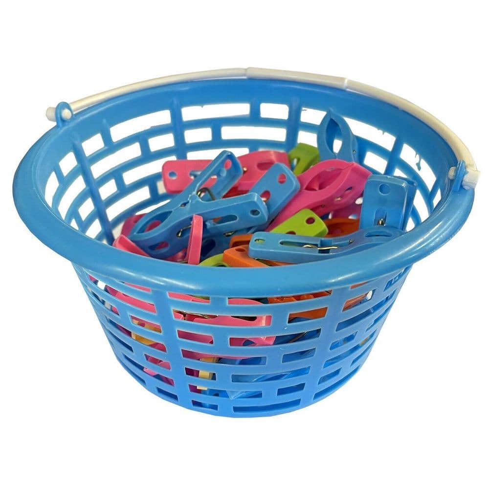PEG BASKET with HANDLE 28 PEGS clothes laundry washing line caravan