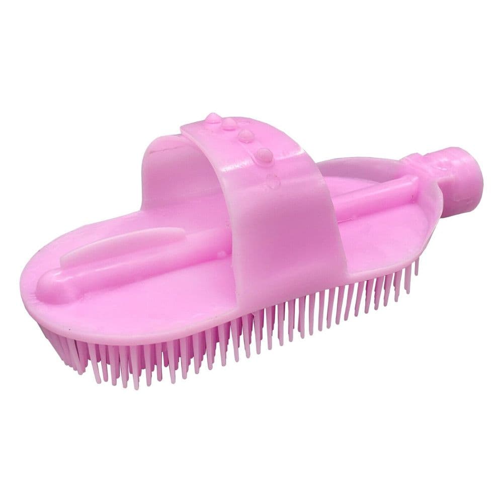 Pink Plastic Wash Grooming Brush with Hose Attachment horse pony dog pet