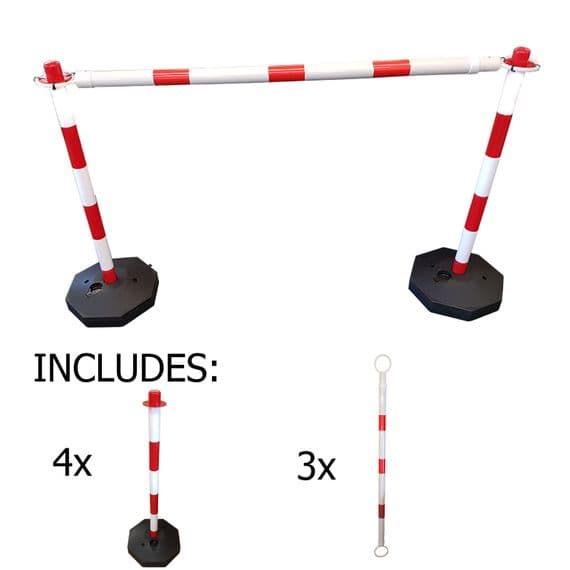 PLASTIC SAFETY BARRIER SECURITY FENCE POSTS TELESCOPIC POLES x 6 metres