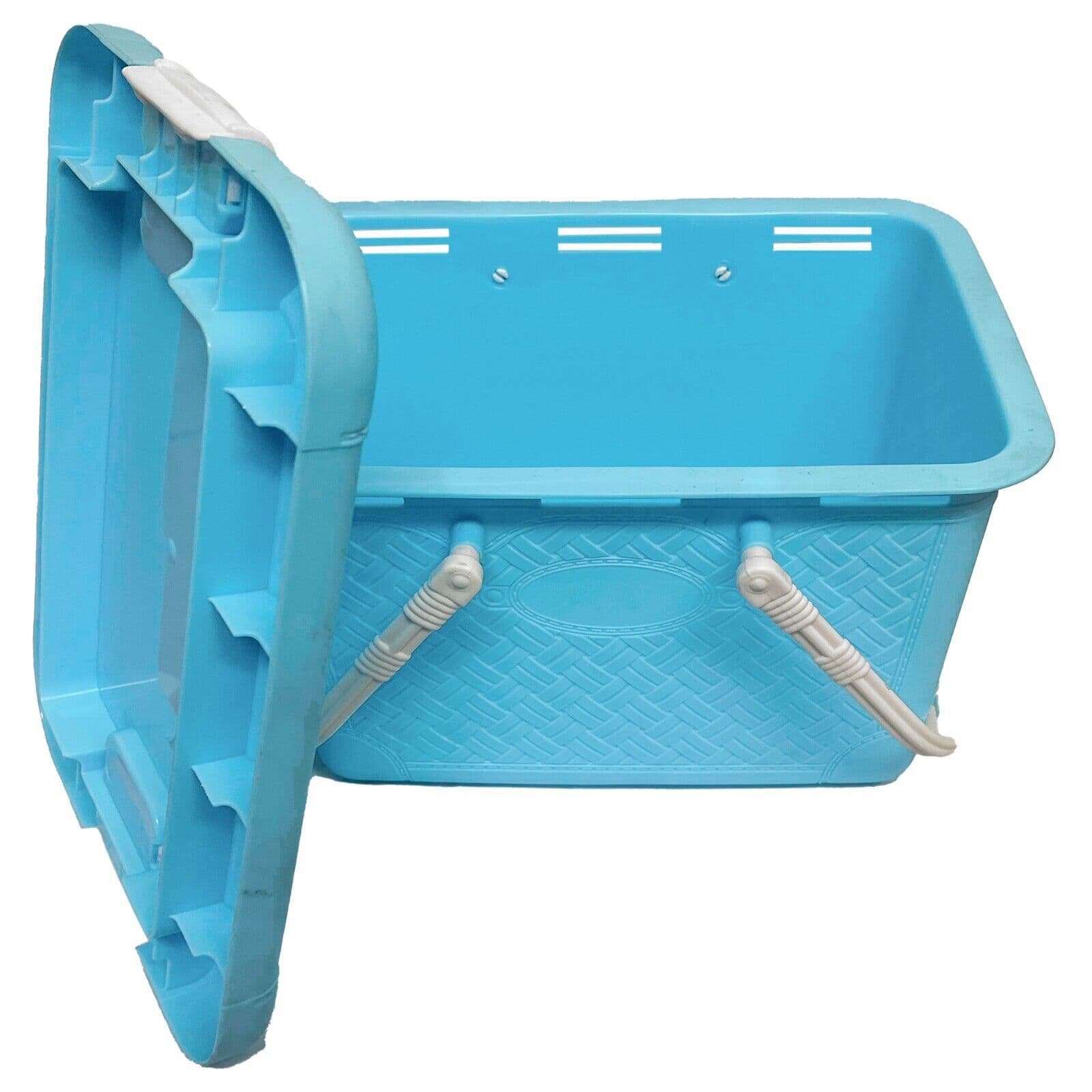 Plastic Storage Box Basket with Locking Lid & Handles Crate Tub Home ...