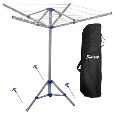 Portable Folding Aluminium Camping Clothes Line Airer Dryer Caravan + Pegs + Bag