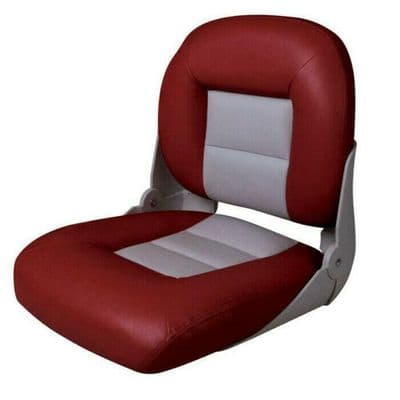 PREMIUM FOLDING CRUISE STYLE LOW BACK MARINE BOAT SEAT GREY & RED 75114