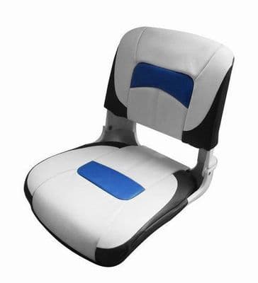 PREMIUM HIGH BACK BOAT MARINE SEAT WHITE, BLUE & CHARCOAL 76225 fishing yacht