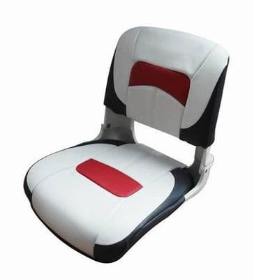PREMIUM HIGH BACK BOAT MARINE SEAT WHITE, RED & CHARCOAL 76225 fishing yacht