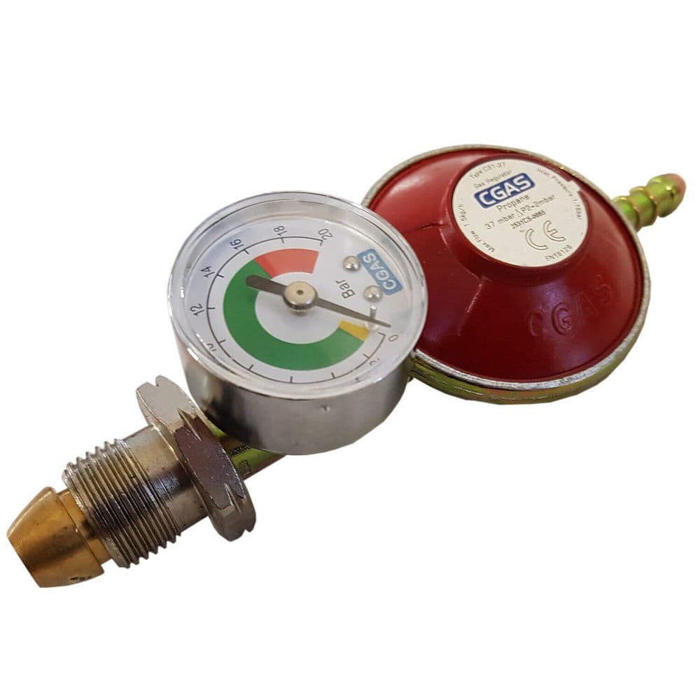 PROPANE GAS REGULATOR GAUGE EN16129 37mbar bbq caravan motorhome calor