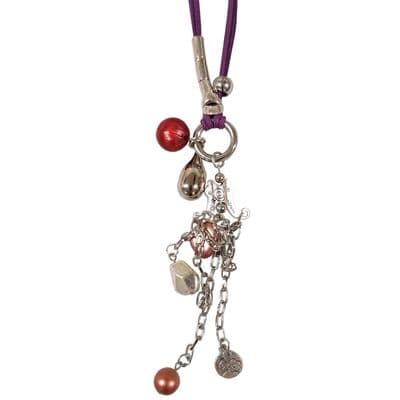 PURPLE NECKLACE with MULTIPLE BEADS and TRINKETS fashion jewellery