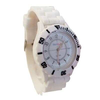 QUARTZ UNISEX WATCH with WHITE STRAP wristwatch mens womens sports gym work