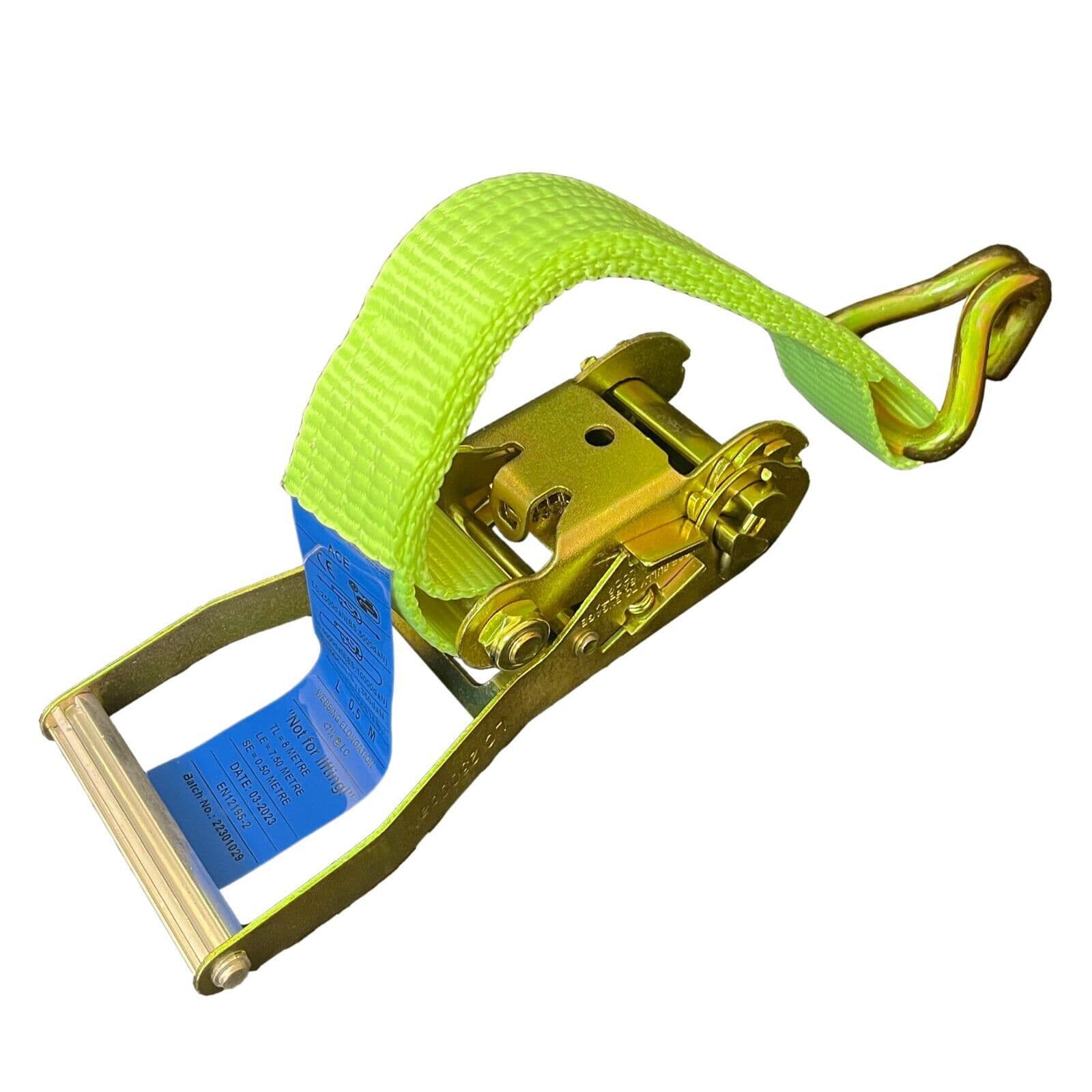 Ratchet Strap 6m 50mm 5T 5000kg 6 Metre High Visibility Lashing Claw Hook