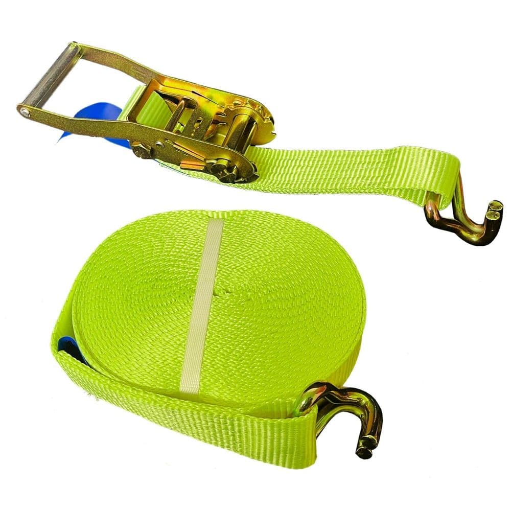 Ratchet Strap 8m 50mm 5T - 5000kg 8 Metre High Visibility Lashing Claw Hook