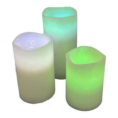 Remote Controlled Multi Colour Changing Real Wax Battery Candles 3 in pack xmas