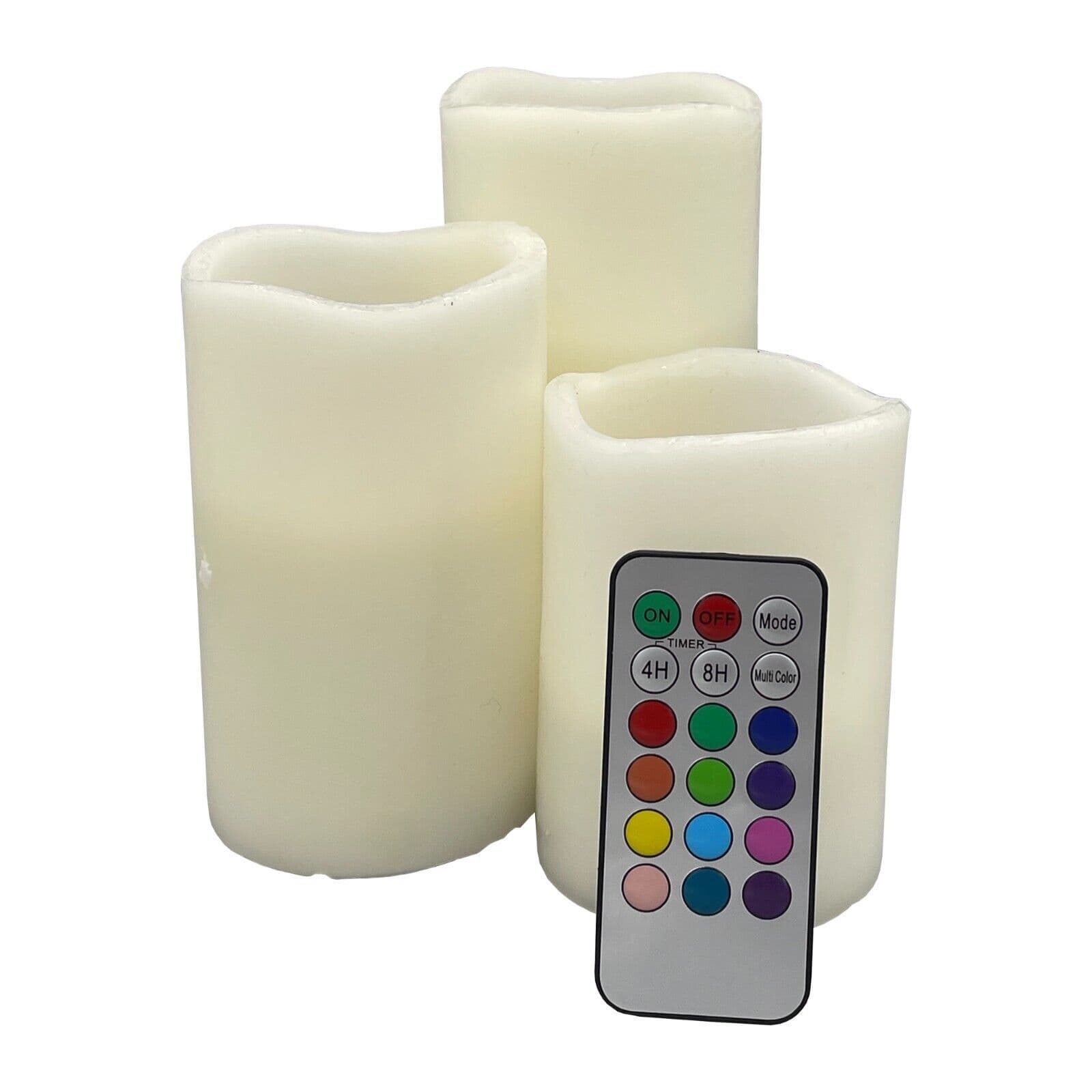 Remote Controlled Multi Colour Changing Real Wax Battery Candles 3 in pack xmas