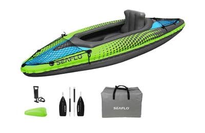 Seaflo Inflatable Kayak - 1 Person Kayak Canoe Boat PVC + Pump Oars Kit K1