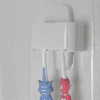 Set of 2 Toothbrush Holders Bathroom Shower Storage Self Adhesive Wall Mounted