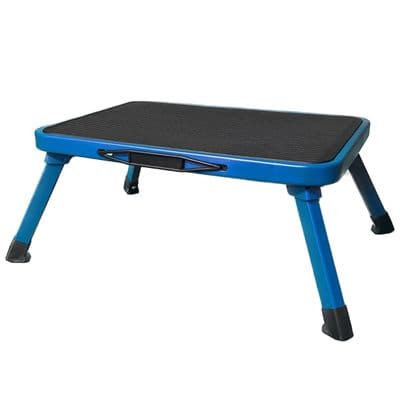 Single Caravan Kitchen Folding Step Stool- 150kgs Capacity Motorhome Home Blue