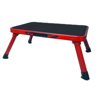 Single Caravan Kitchen Folding Step Stool- 150kgs Capacity Motorhome Home Red