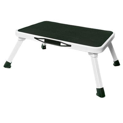 Single Caravan Kitchen Folding Step Stool- 150kgs Capacity Motorhome Home White