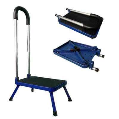 Single Folding Caravan Step with Handrail Handle Motorhome Bathroom Disability