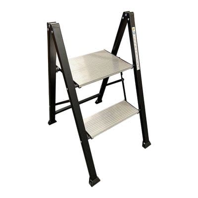 Slimline aluminium 2 step stool / ladder EN14183 x 150kgs diy caravan garage