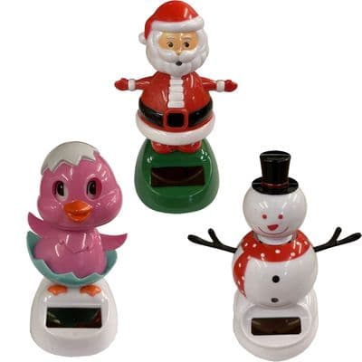 SOLAR DANCING FATHER CHRISTMAS - SNOWMAN + CHICK xmas decoration ornament toy