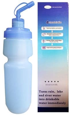 SPORTS BOTTLE PORTABLE WATER PURIFIER FILTER Camping Hiking Survival fresh taste