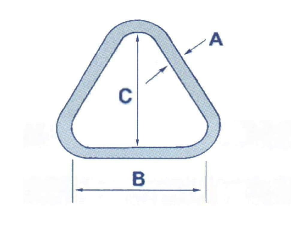 Steel Rings Triangular STAINLESS STEEL TRIANGULAR RING-TRIANGLE DELTA LINK 6mmx50mm webbing marine