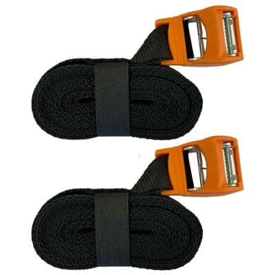 TIE DOWN ROOF RACK STRAPS with SILICON COVERED BUCKLE 5 metre x 2  kayak bike