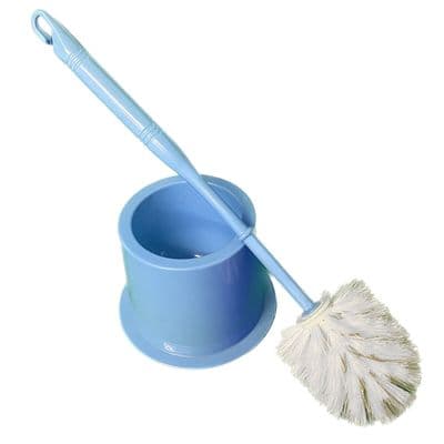 Toilet Brush with Holder Set Cleaning Bristles Bathroom Shower Blue