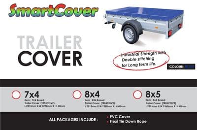 TRAILER COVER - HEAVY DUTY WATERPROOF VINYL - BLUE - 6 feet x 4 feet with CORD