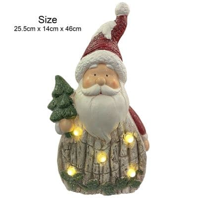 VERY LARGE FESTIVE LIGHT UP SANTA ORNAMENT (NFY180194-46) Christmas