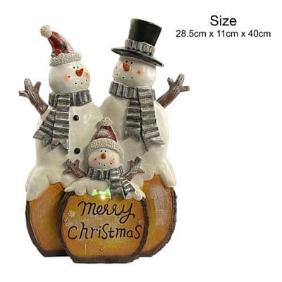 Very Large Festive Merry Christmas Light Up Snowman Family Figures (NF36749)
