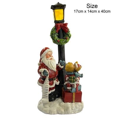 VERY LARGE FESTIVE SANTA CLAUS with LIGHT UP STREET LAMP (NF18249) Christmas