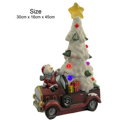 VERY LARGE FESTIVE TRUCK with LIGHT UP CHRISTMAS TREE (NF36628) Christmas
