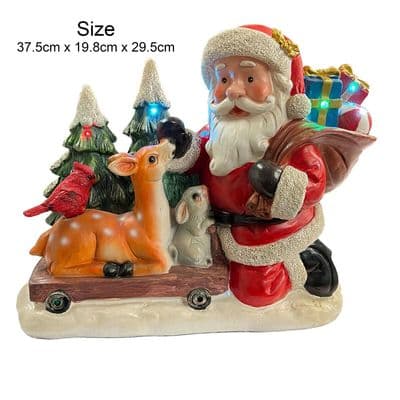 VERY LARGE LIGHT UP SANTA CLAUS with REINDEER (NF36815) Christmas