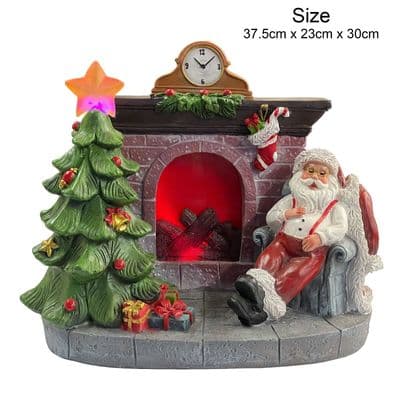 VERY LARGE SANTA CLAUS LIGHT UP FIRE PLACE ORNAMENT (NF36650) Christmas