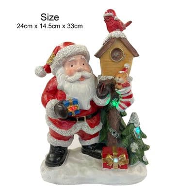 Very Large Santa Father Christmas Figure with Light Up Birdhouse (NF36814) Xmas